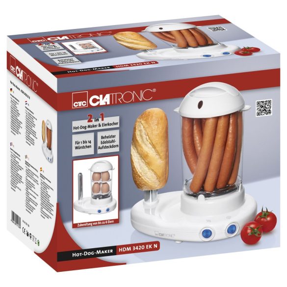 Clatronic HDM 3420 EK N fehér hotdog készítő