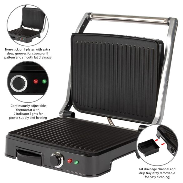 Clatronic KG 3487 fekete-inox 2.000W kontaktgril