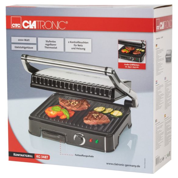 Clatronic KG 3487 fekete-inox 2.000W kontaktgril