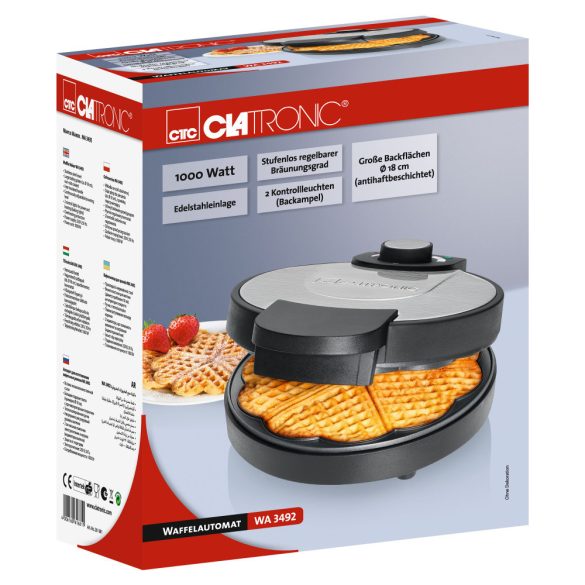 Clatronic WA 3492 fekete-inox gofrisütő