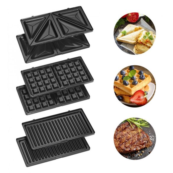 Clatronic ST/WA 3670 fekete-inox 3 in 1 szendvics sütő szett