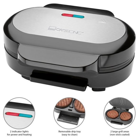 Clatronic HBM 3696 fekete-inox grill, hamburger