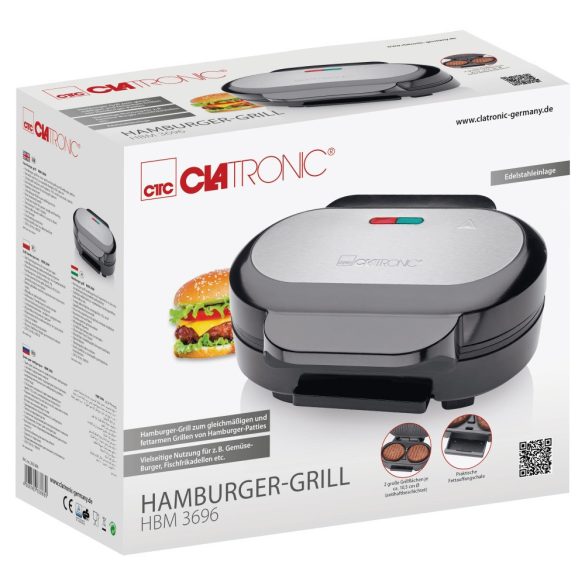 Clatronic HBM 3696 fekete-inox grill, hamburger