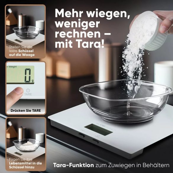 Clatronic KW 3820 fehér Üveg konyhai mérleg