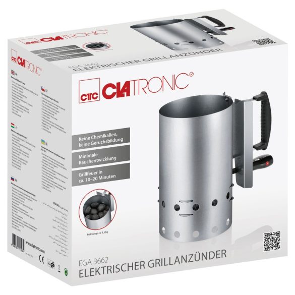 Clatronic EGA 3662 inox 600 W elektromos szén begyújtó