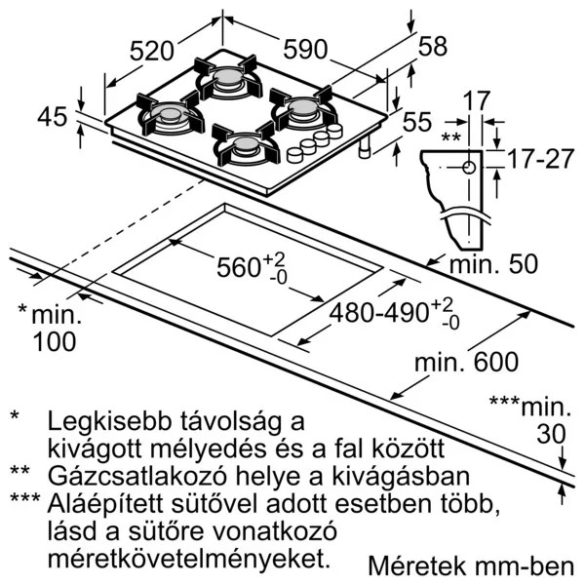 Bosch POH6B6B10 gáz főzőlap