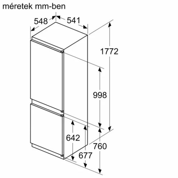 Bosch KIN865SF0 beépíthető alulfagyasztós hűtőszekrény