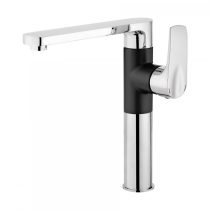   GARDENIA konyhai mosogató csaptelep szögletes kifolyócsővel, fekete-króm (BEG_B630)