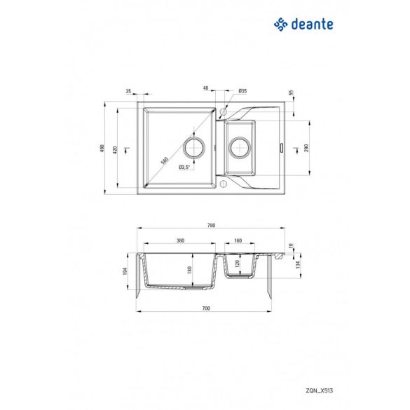 Deante ZQN_2513 Mosogató tálca