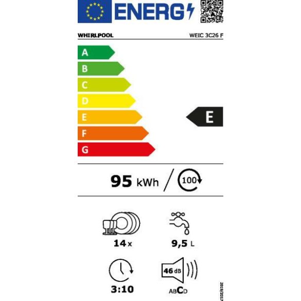 Whirlpool WIC 3C26F Beépíthető mosogatógép