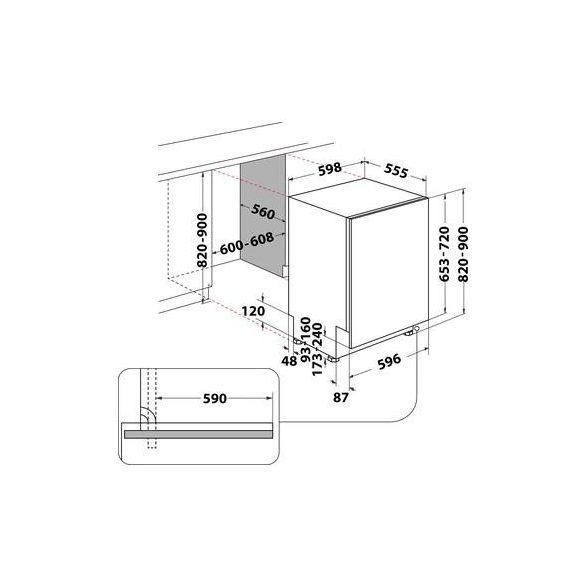 Whirlpool WIC 3C26F Beépíthető mosogatógép